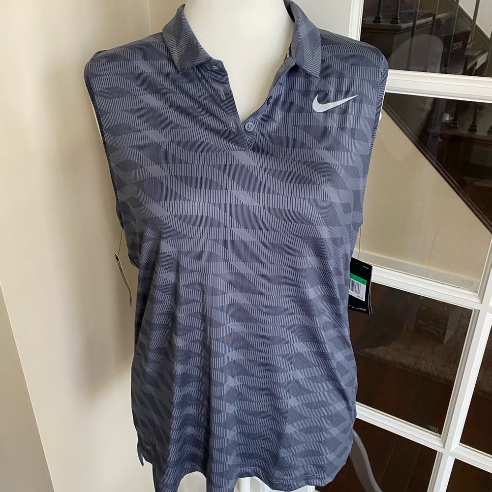 Nike Gray Sleeveless Graphic Polo Tank